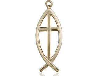 14kt Gold Fish Cross Medal
