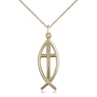 14kt Gold Fish Cross Medal