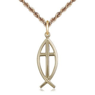 14kt Gold Fish Cross Medal