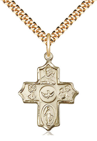 14kt Gold Filled 5-Way Medal Religious Jewelry