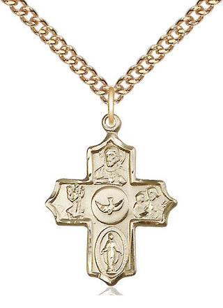 14kt Gold Filled 5-Way Medal Religious Jewelry