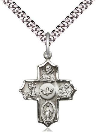 Pewter 5-Way Medal Religious Jewelry