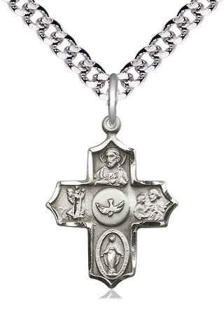 Sterling Silver 5-Way Medal Religious Jewelry