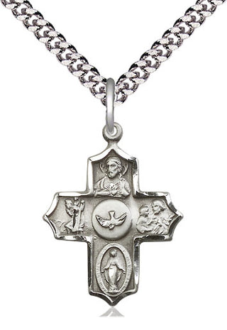 Sterling Silver 5-Way Medal Religious Jewelry