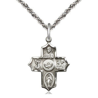 Sterling Silver 5-Way Medal Religious Jewelry
