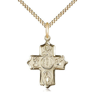 14kt Gold Filled 4-Way Medal Catholic Jewelry