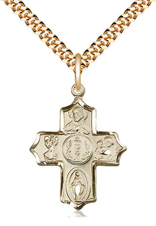 14kt Gold Filled 4-Way Medal Catholic Jewelry