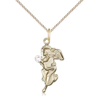 14kt Gold Filled Guardian Angel Pendant with 3mm Crystal Swarovski Necklace