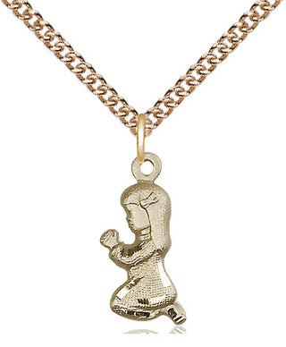14kt Gold Praying Girl Medal