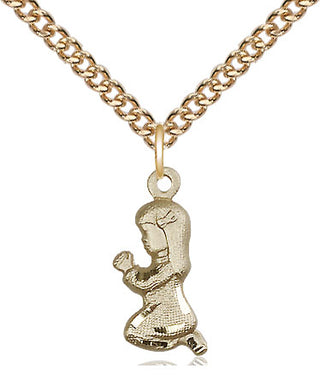 14kt Gold Praying Girl Medal