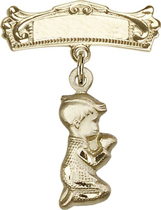 14kt Gold Filled Badge Pin Praying Boy Baby Badge