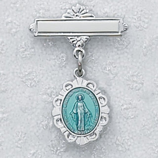 Sterling Silver Blue Miraculous Baby Pin