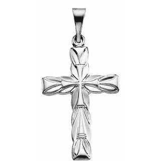 14K White 23.5x15.5 mm Cross Pendant