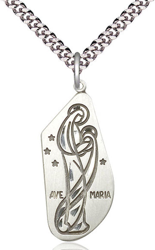 Sterling Silver Ave Maria Medal Catholic Jewelry