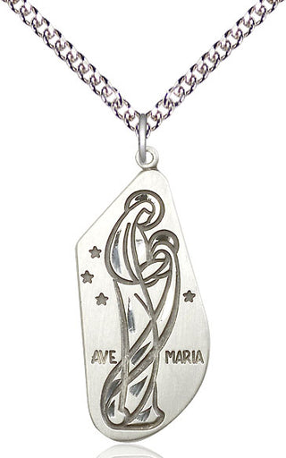 Sterling Silver Ave Maria Medal Catholic Jewelry
