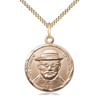 14kt Gold Filled Saint Damien of Molokai Medal Catholic Jewelry