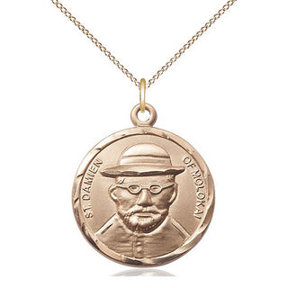 14kt Gold Saint Damien of Molokai Medal