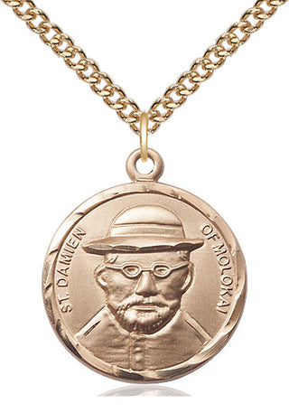 14kt Gold Saint Damien of Molokai Medal