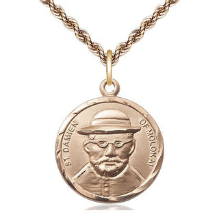 14kt Gold Saint Damien of Molokai Medal