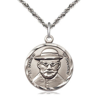 Sterling Silver Saint Damien of Molokai Medal Catholic Jewelry