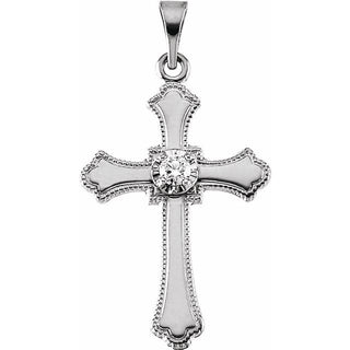 14K White .03 CT Natural Diamond Cross Pendant Mounting