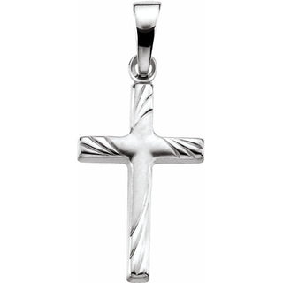 14K White 17.5x12 Cross Pendant
