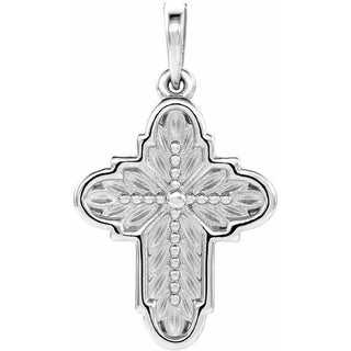Platinum Ornate Leaf Cross Pendant