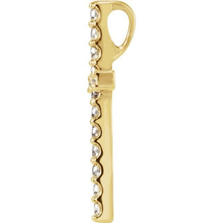 14K Yellow 1 CTW Natural Diamond Petite Cross Pendant