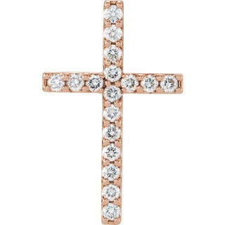 14K Rose 1/2 CTW Natural Diamond Petite Cross Pendant