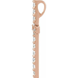 14K Rose 1 CTW Natural Diamond Petite Cross Pendant