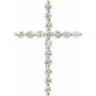 14K Yellow 7/8 CTW Lab-Grown Diamond Cross Pendant