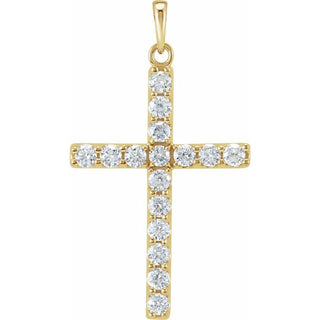 14K Yellow 1 CTW Lab-Grown Diamond Cross Pendant