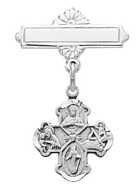 Sterling Silver Four-Way Rhodium Baby Pin