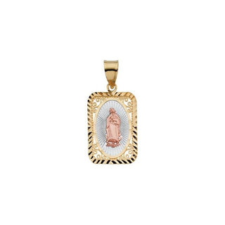 Rhodium-Plated 14K Yellow/Rose Our Lady of Guadalupe Medal  