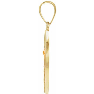 14K Yellow 18x18 mm Round Hollow St. Michael Medal  