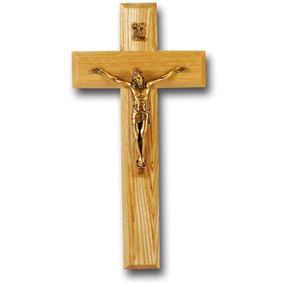 9" Oak Cross With Museum Gold Corpus