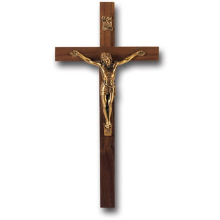 9" Walnut Cross with Museum Gold Corpus