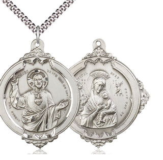Sterling Silver Sacred Heart of Jesus Pendant Necklace