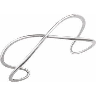 14K White Criss-Cross Cuff 7" Bracelet 
