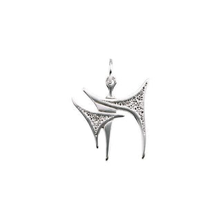 14K White 16.75x17.75 mm Chai Pendant