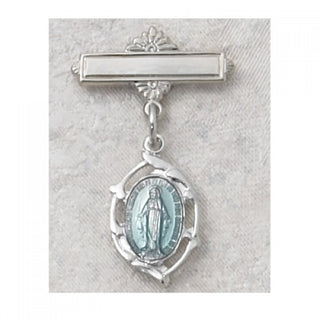 Sterling Silver Blue Miraculous Rhodium Baby Pin