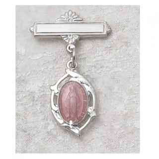 Sterling Silver Pink Miraculous Rhodium Baby Pin