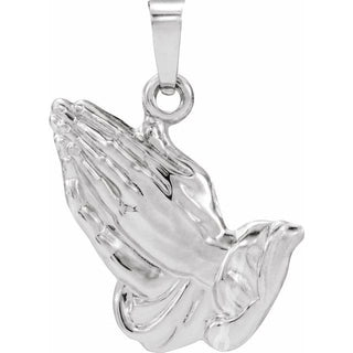 14K White 22x19.3 mm Praying Hands Pendant