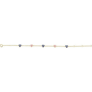 14K Yellow .04 CTW Natural Diamond Flowers & Hearts 5-7" Bracelet  