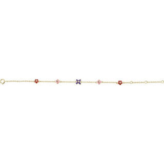 10K Yellow .04 CTW Natural Diamond Youth Flower 5-7" Bracelet  