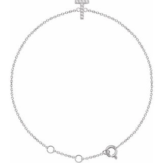 14K White .05 CTW Natural Diamond Initial T 6-7" Bracelet