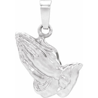 14K White 19.75x16 mm Praying Hands Pendant