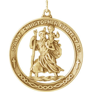 14K Yellow 38.7 mm Saint Christopher Medal