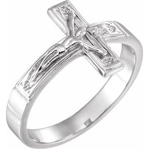 Sterling Silver 12 mm Crucifix Ring