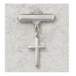 Sterling Silver Cross Rhodium Baby Pin/T
